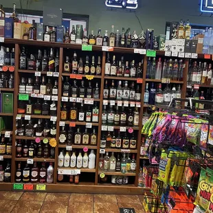 shelves of alcohol and liquor