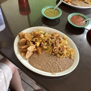 Migas with Chorizo and bacon