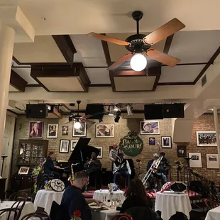 a jazz band playing in the background