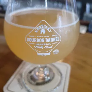 a glass of bourbon barrel