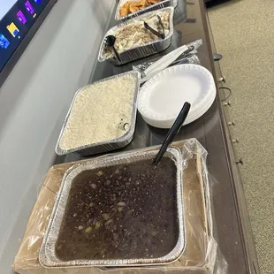 Cater: Black Beans, white rice, pulled pork, chicken and Beef Empanadas