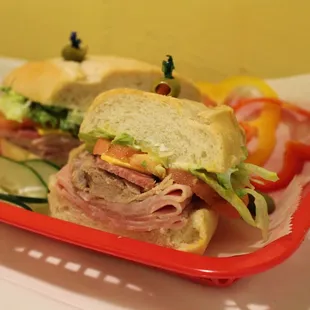 a ham sandwich and a side salad