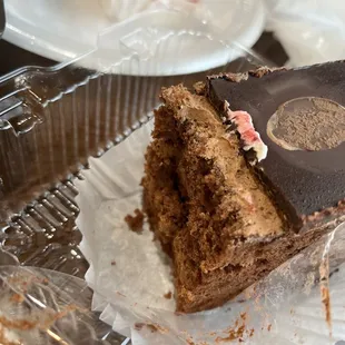 a slice of chocolate cake