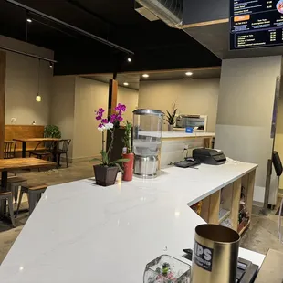 the counter and seating area