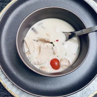 Tom kha with chicken. Very yummy and full of coconut flavor!