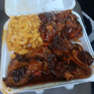 Tough oxtails and Mac and cheese and yams