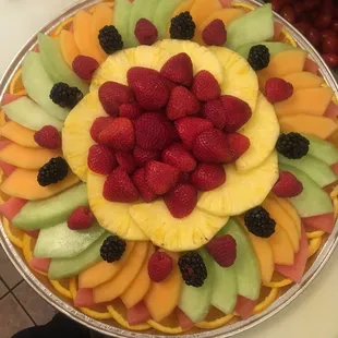 a platter of fresh fruit