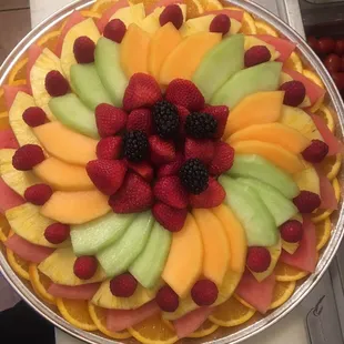 a platter of fresh fruit