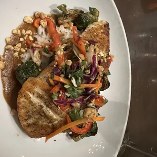 Halibut special with peanut Thai sauce
