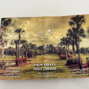 Front of the scorecard.