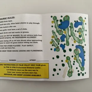 Map of the course and rules.
