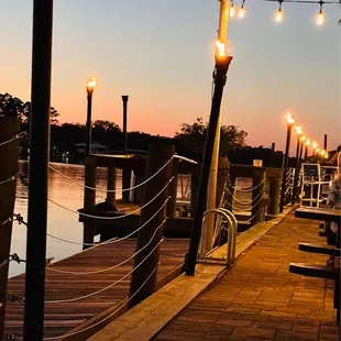 a dock at dusk