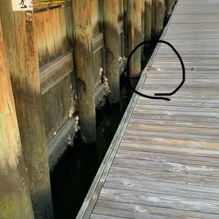 Circle indicates where slats (all the way across) are uneven; notice where the sign is. Fine going, sucks returning.