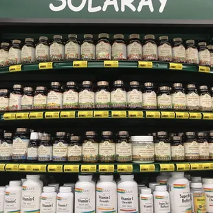 shelves of various vitamins