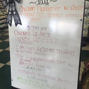 Specials of the Day featured in the Cafe