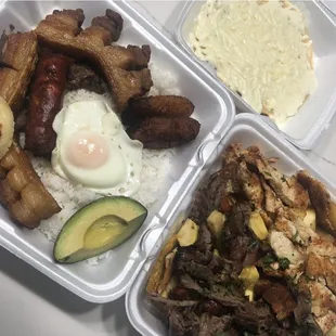 Bandeja Paisa, Picada and arepa con queso!