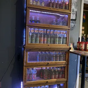 a display of beer bottles