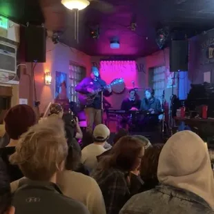 a band playing on stage