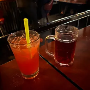 two drinks on a bar