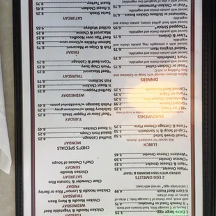 the menu
