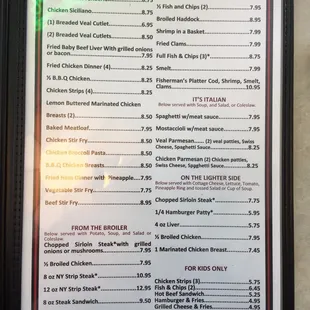 the menu
