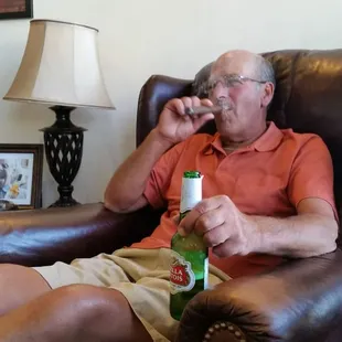 My Awsome Dad Enjoying A Fresh Stogie &amp; Stella Earlier This Year...!