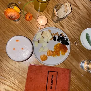 a plate of food on a wooden table