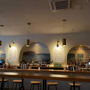the bar area of a restaurant