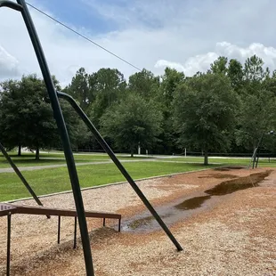 Flooded broken zip line