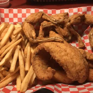 Flinders and frog legs. Pass the hot sauce please!