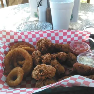 Senior oysters and onion rings