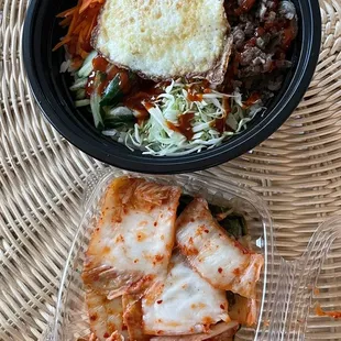 Bibimbap (top) Kimchi (bottom)