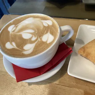 Flat white with latte art.