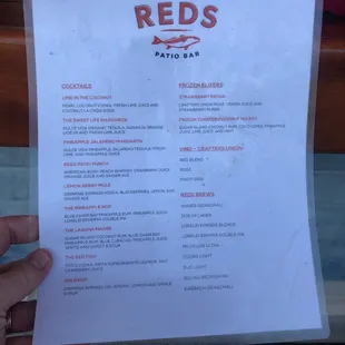 Drink menu