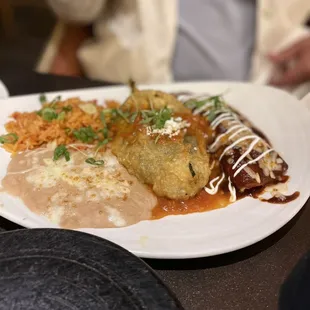 Combo: enchilada and chile relleno