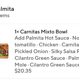Carnitas Mixto Bowl Order from DoorDash