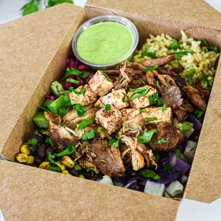 Palmita Power Bowl with cilantro green sauce