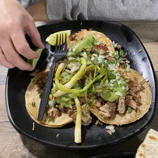 3 Carne Asada Street Tacos with Guacamole