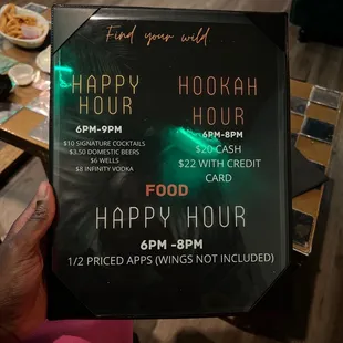 happy hour menu