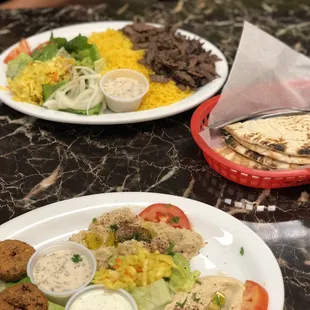 Our food, veggie platter and pita