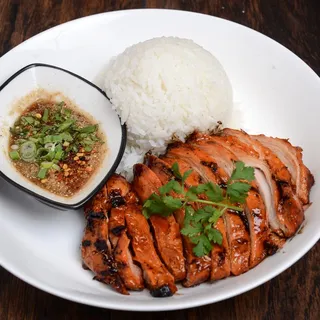 Thai BBQ Chicken and rice with nam jim jaew