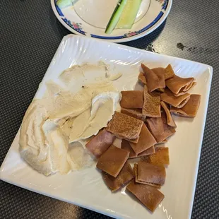 Hummus with fried pita chips