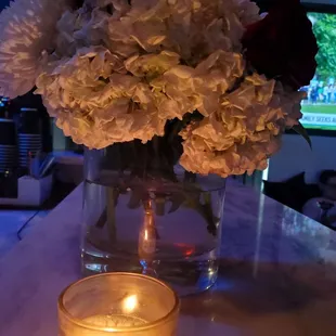A flower and candle