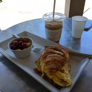 Breakfast  fruit and blended coffee