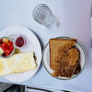 veggie omelet whole wheat toast side of fruit
