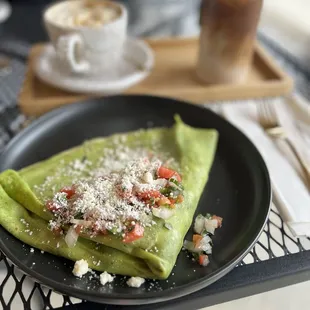 Spinach egg white crepe