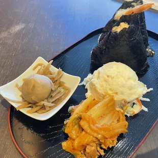 a variety of desserts on a tray