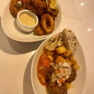 Calamari and saffron meatballs