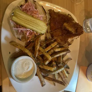 Chicken sandwich with fries