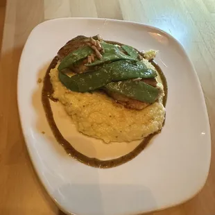 Salmon with grits